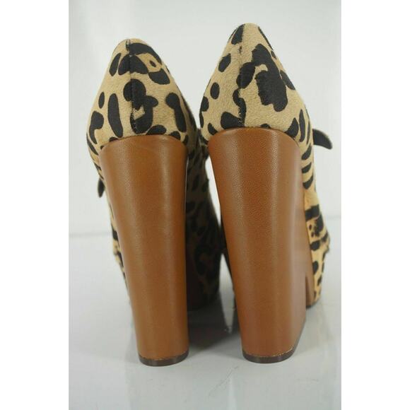 Steve Madden Leopard Hair Knockout Mary Jane Pump Size 8 New Wedge Open Toe$200 - Picture 6 of 11